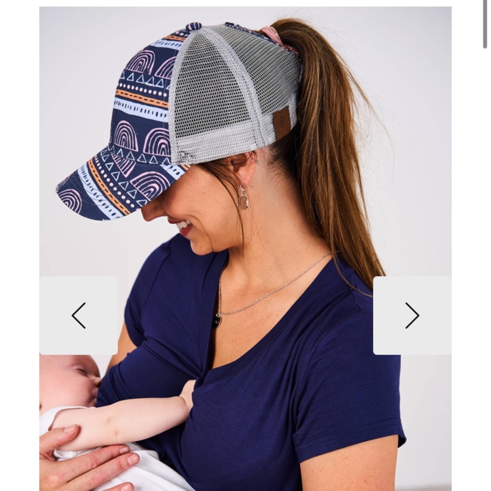 Rainbow ponytail hat
